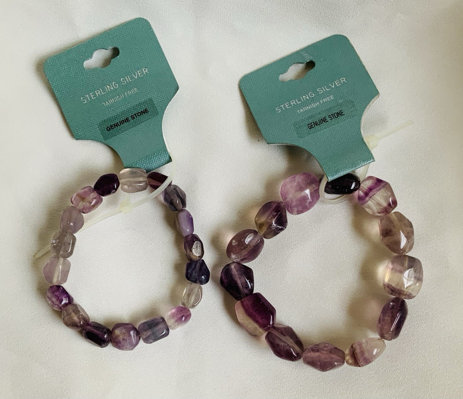 Amethyst Stretch Bracelet 2 Piece Set Retail $50-New