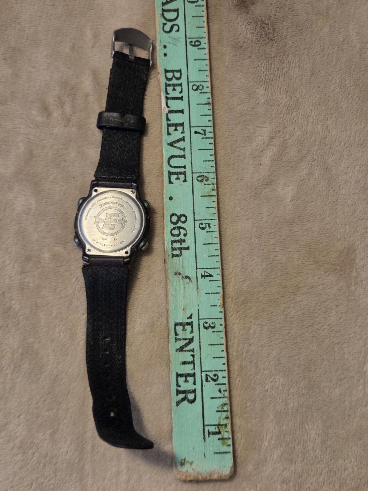 Vintage Timex Expedition 866 Digital Indiglo Watch Leather Band Runs New Battery