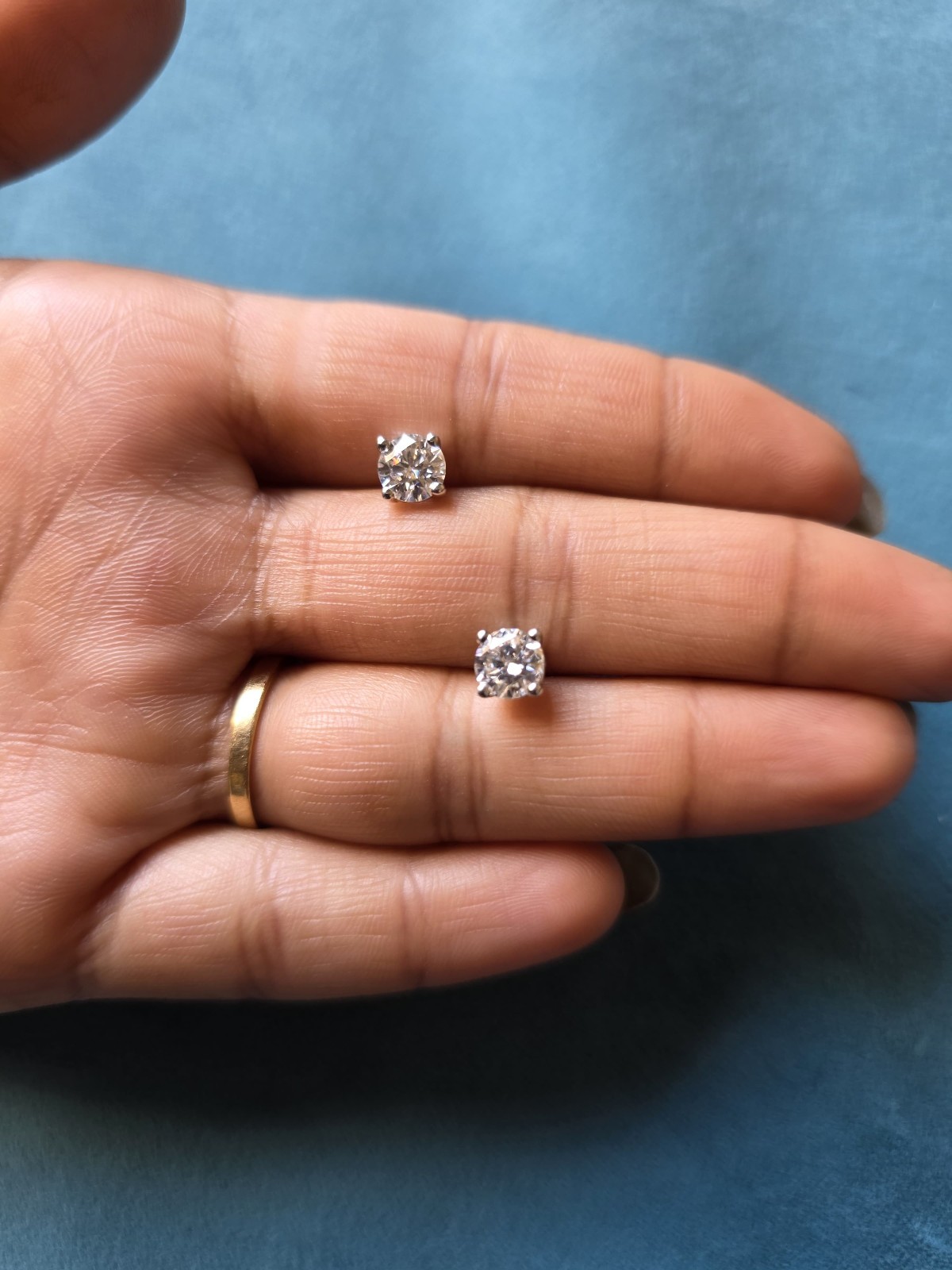 GIA 3.00Ct Round Cut Natural Diamond Stud Earrings In 14K White Gold Pair