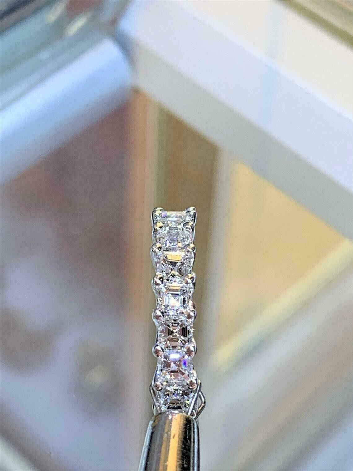 5.46Ctw White Asscher Cut Wedding Anniversary Band Ring In 925 Sterling Silver