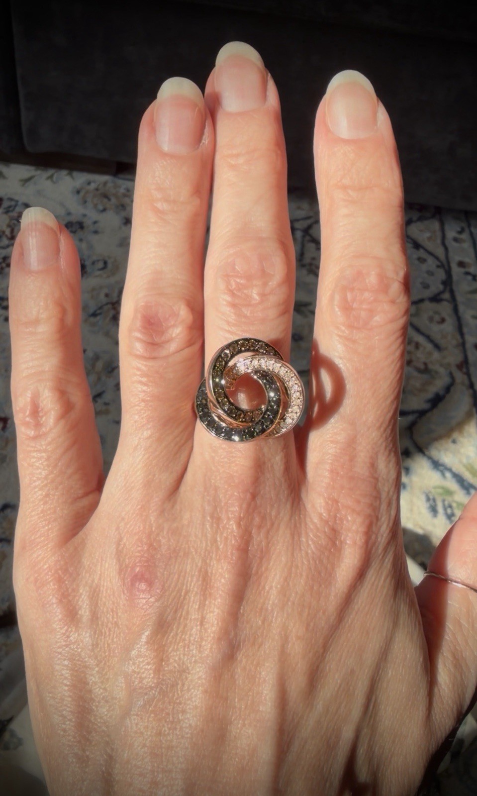 14k Rose Gold & Diamond Trinity Ring