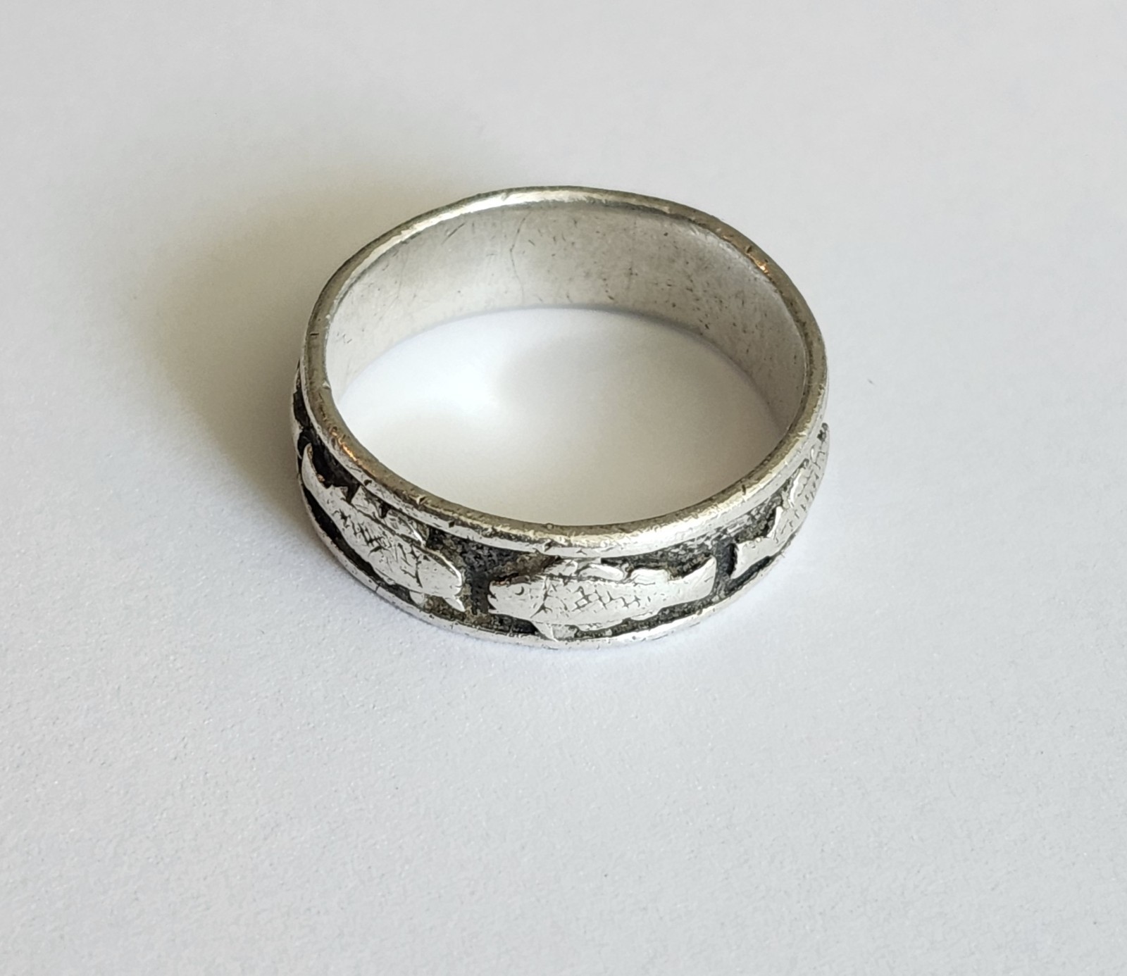 Peter Stone PSCL Sterling Silver 925 Band Ring Fish Bass Trout