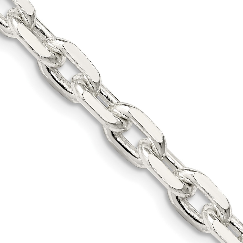 Sterling Silver 5.4mm Beveled Oval Cable Chain Necklace 26″