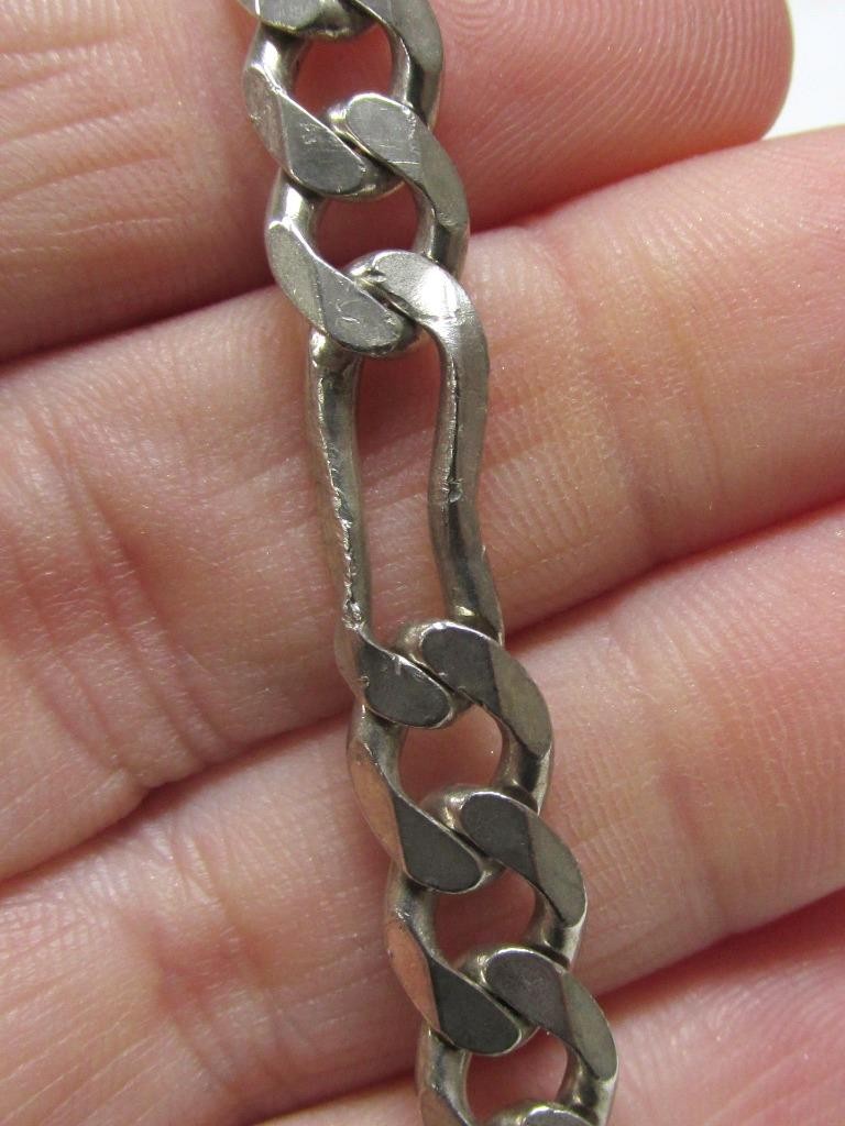 Sterling Silver Flat Figaro Link Chain / Necklace ~ 29-1/2″ ~ 59.4g ~ 6-G518