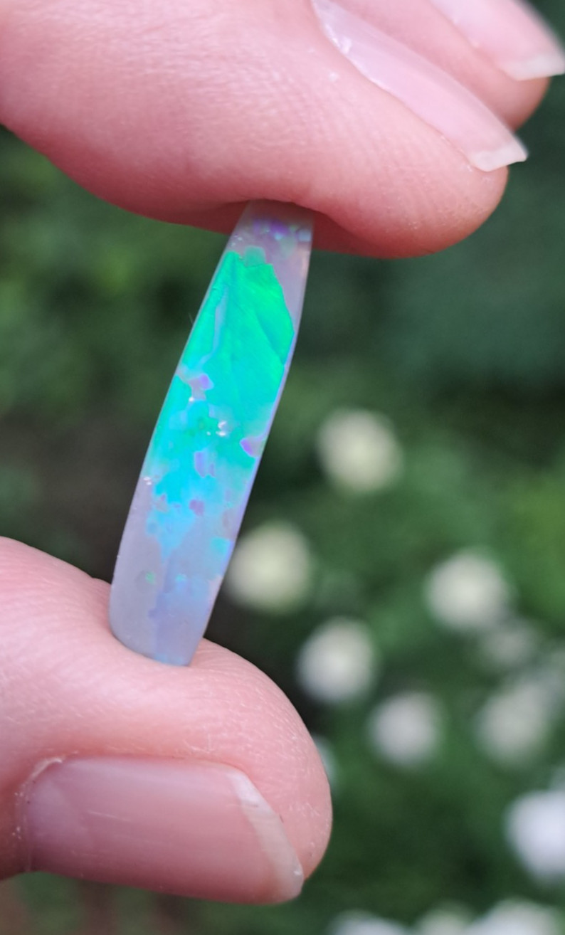 Beautiful Multicolor Lightning Ridge Opal Rub Neon Green, Purple, & Blue Flashes
