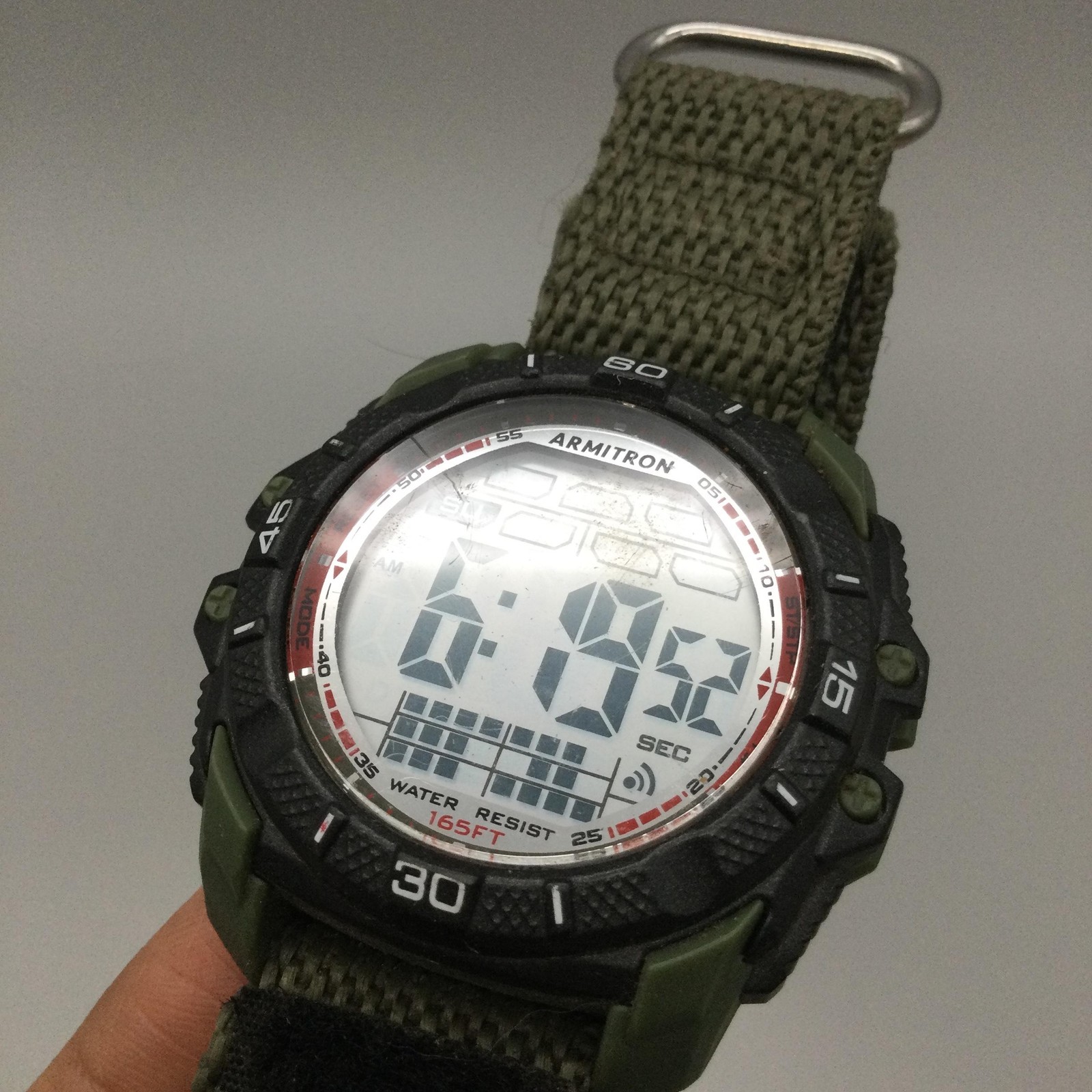 Armitron Pro Sport Mens Watch 44mm Digital Green Nylon Backlight 50m WR Alarm