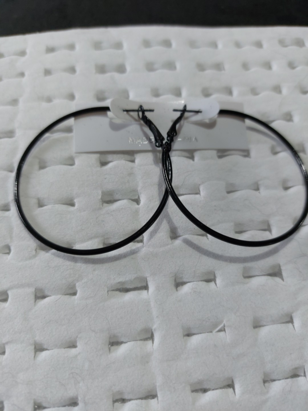Black Colour Hoop Earrings 5cm (D35) New