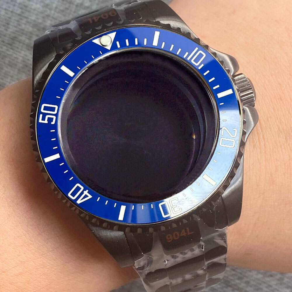 43mm Black PVD Watch Case for Men Fit Japan NH35A ETA 2836 ETA 2824 Miyota8215