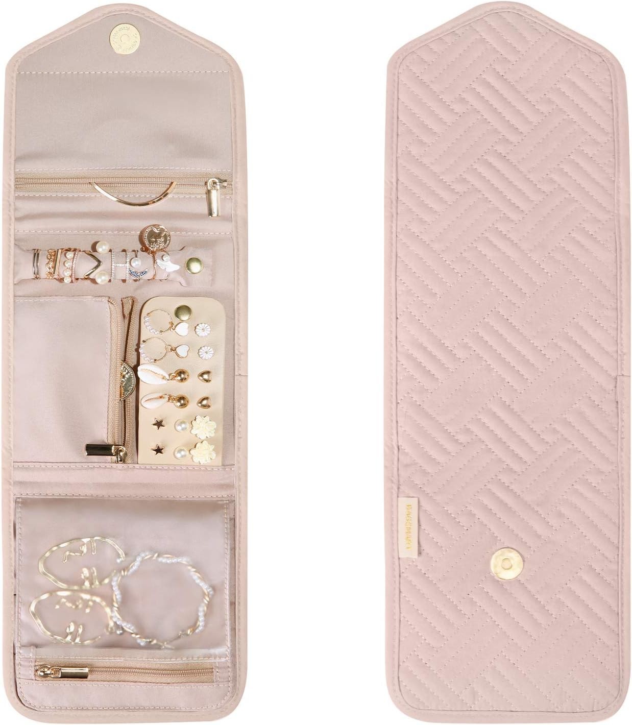 Travel Jewelry Organizer Case Foldable Small Jewelry Roll for Necklaces Earrings