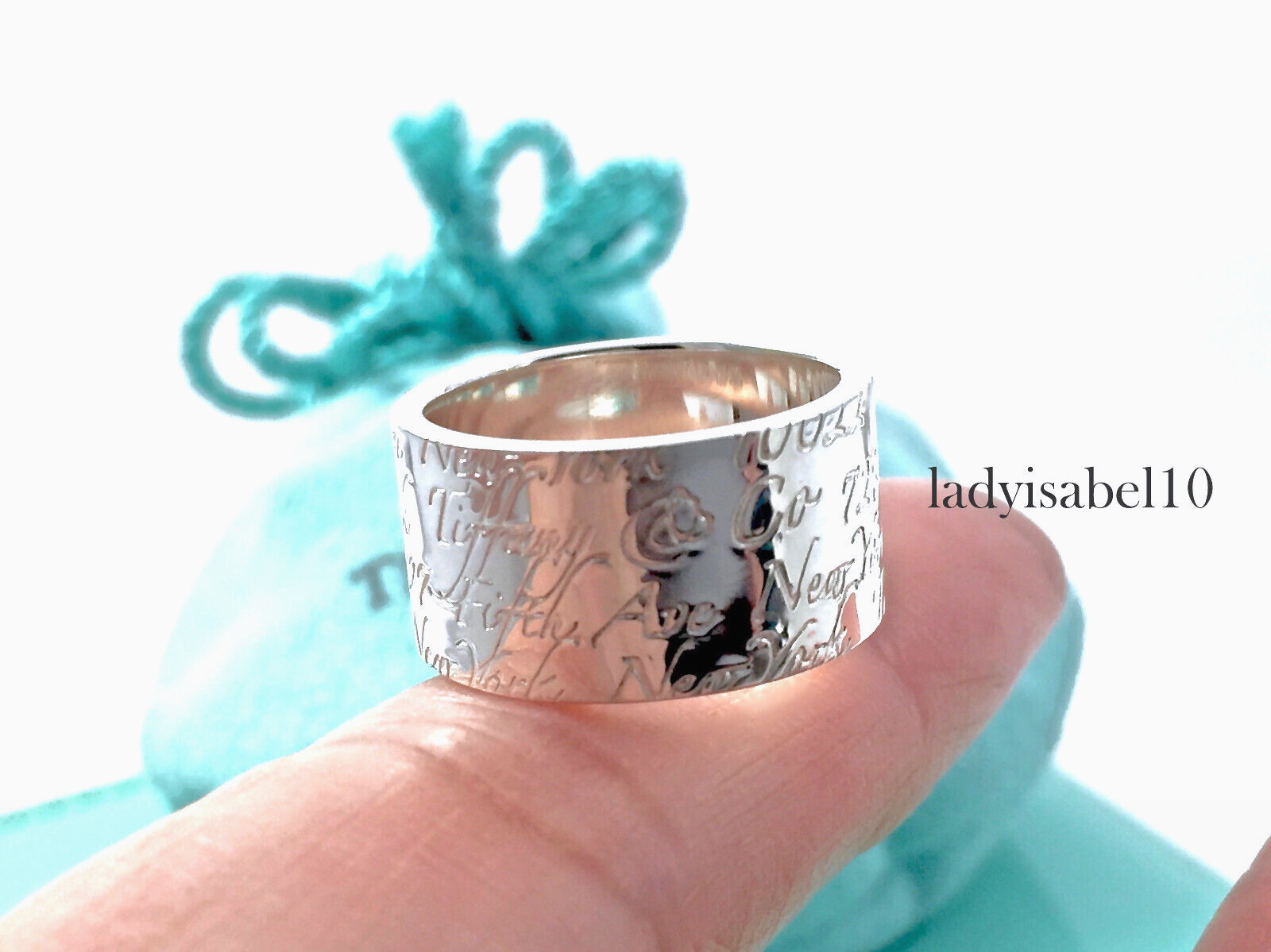 Sz 7 Tiffany & Co Notes Wide Band Ring Sterling Silver 9.7gr w/Pouch – Authentic