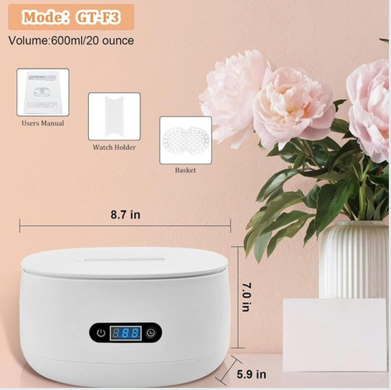 Ultrasonic Cleaner, Stainless Steel Tank & Digital Timer for Jewelry, Eyewear