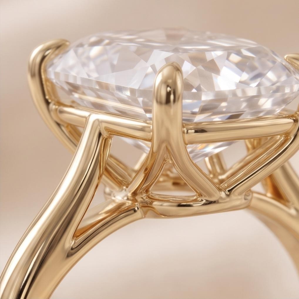 IGI Certified 3.00Ct Cushion Cut Lab Grown Diamond Ring F VVS2 14K Yellow Gold