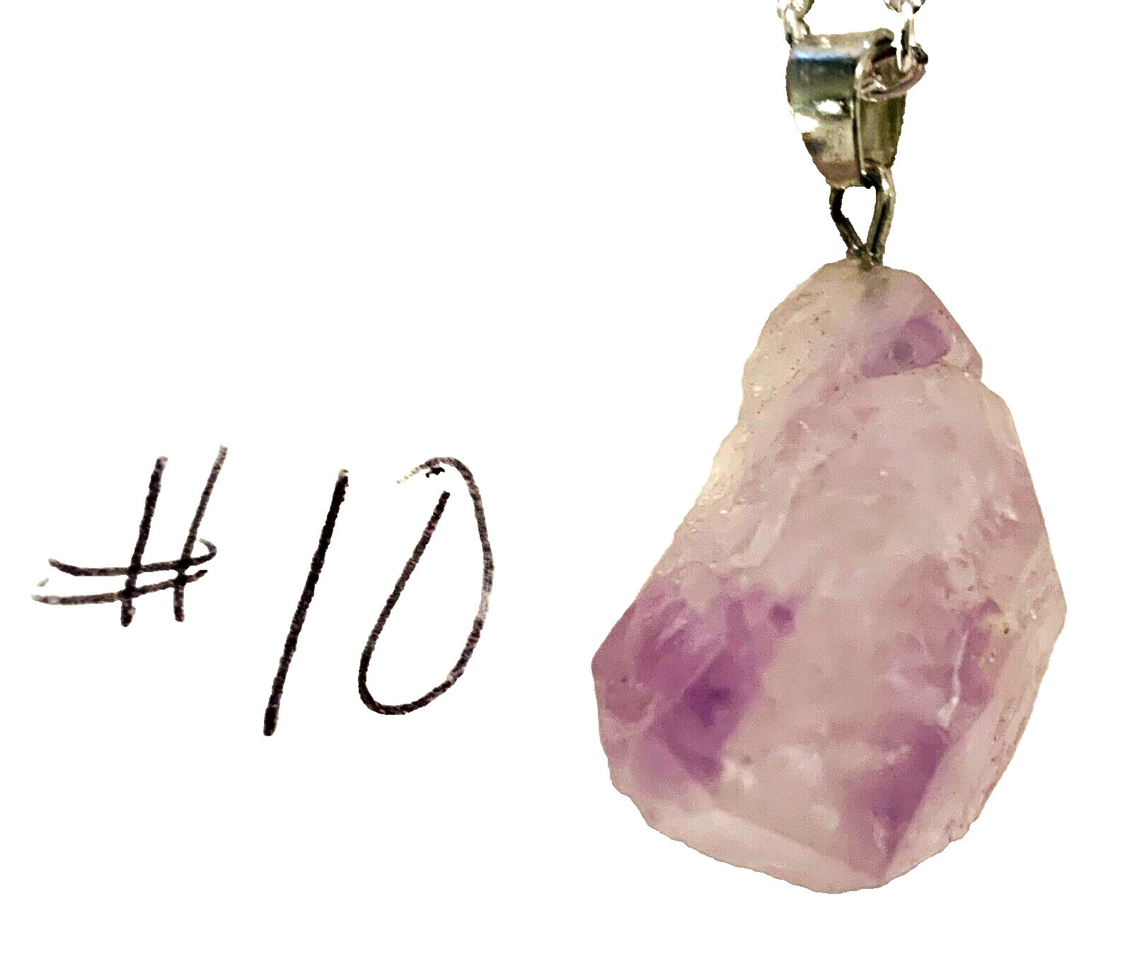 NEW Fashion Natural Gemstone Rock Irregular Amethyst Silver Tone Bail & Chain