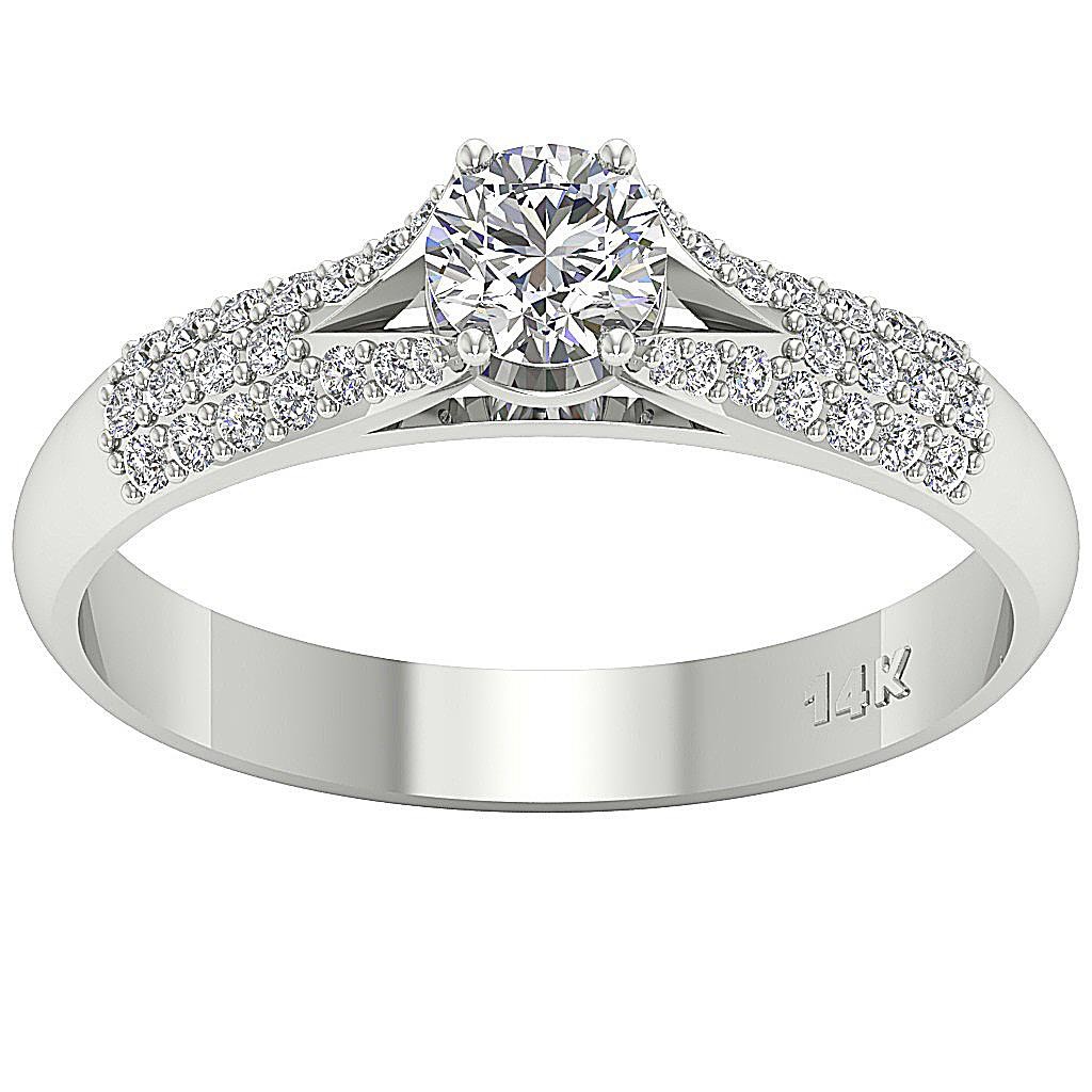Solitaire Engagement Lab Grown Diamond Ring VS F 0.90 Ct 14K White Gold 4.90MM