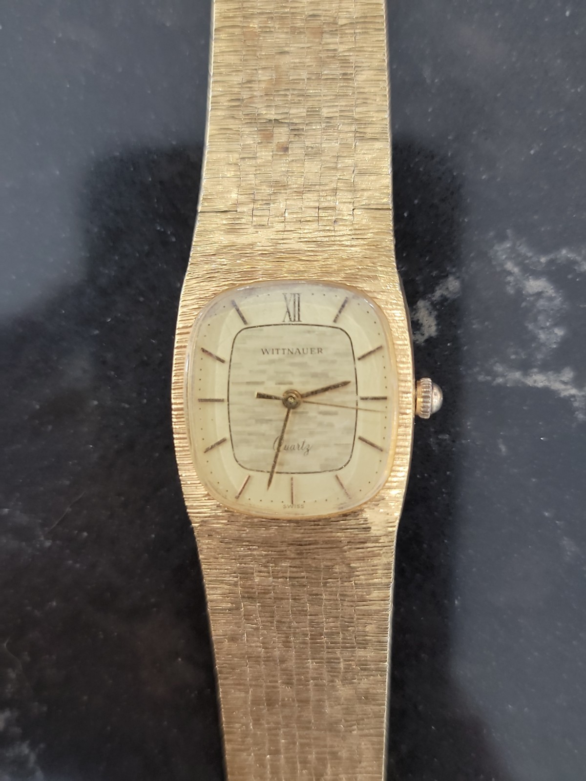 Vintage Men’s Wittnauer Integrated Bracelet Gold Quartz Watch New Battery