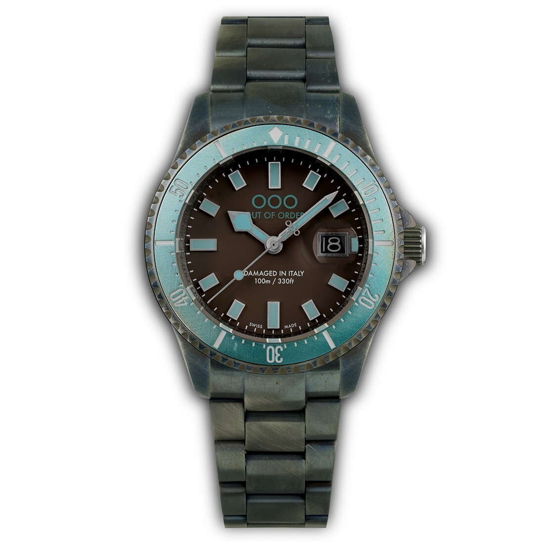 Out of Order CASANOVA Steel Swiss Made Brown Quartz Turquoise Men’s Watch