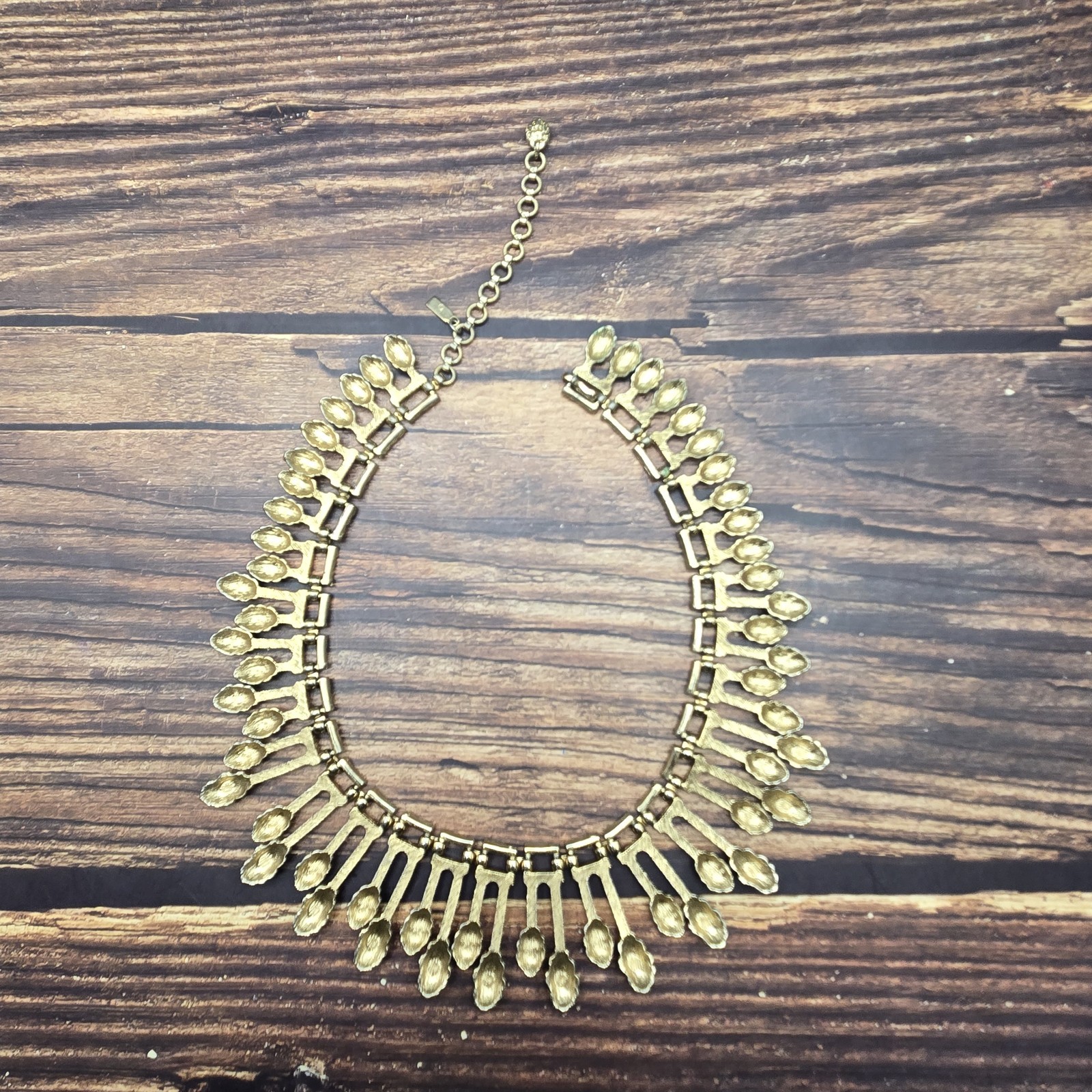 Monet Sunburst Spike Choker Collar Bib Necklace Gold Tone Vintage Egyptian Rev