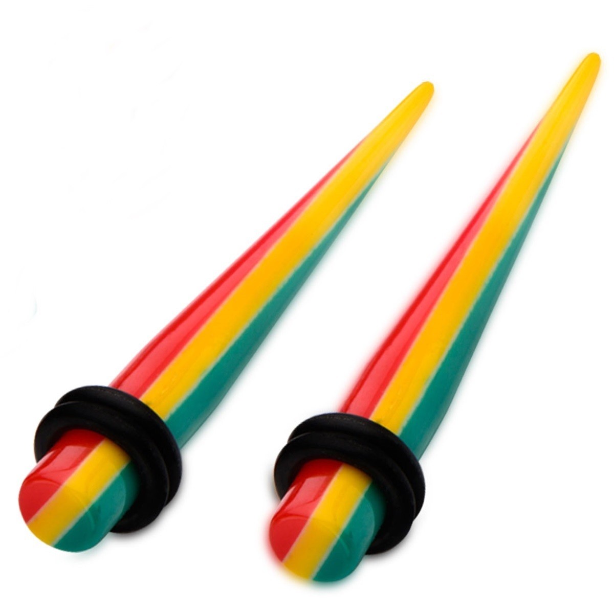 PAIR-Tapers Rasta Acrylic 04mm/6 Gauge Body Jewelry