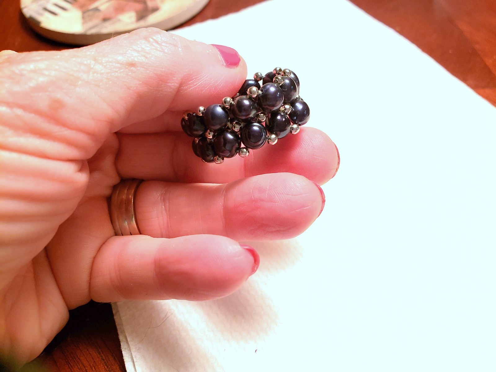 White, Brown, Black or Gray Two-strand Freshwater Pearl Stretch Ring