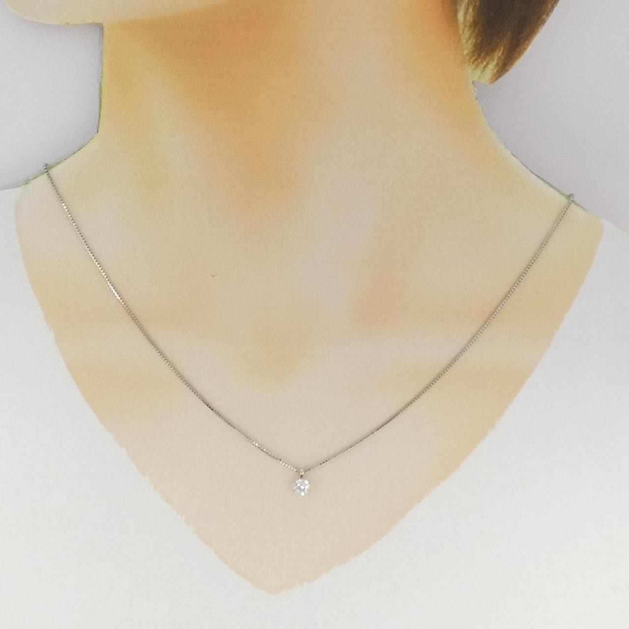 Authentic PT900/PT850 Solitaire Diamond Necklace 0.305CT #246-000-436-6683