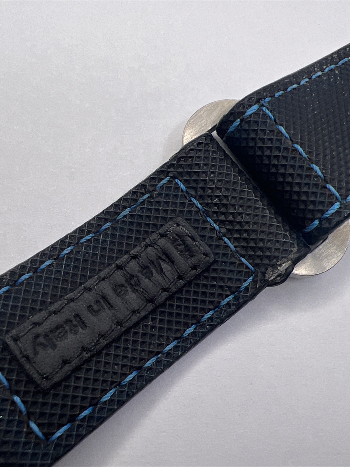Panerai 22mm Black & Blue Nylon Rubber Diver Watch Strap Band Satin Steel Clasp