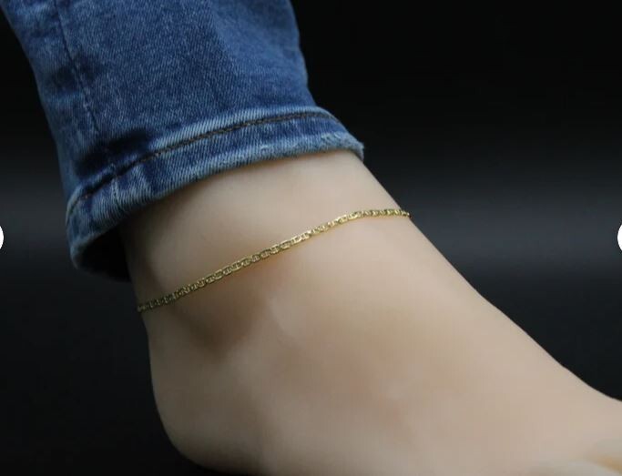 10k Yellow Gold 10″ Solid Anchor Mariner Link Anklet Chain Bracelet 3.2 mm 2Gram