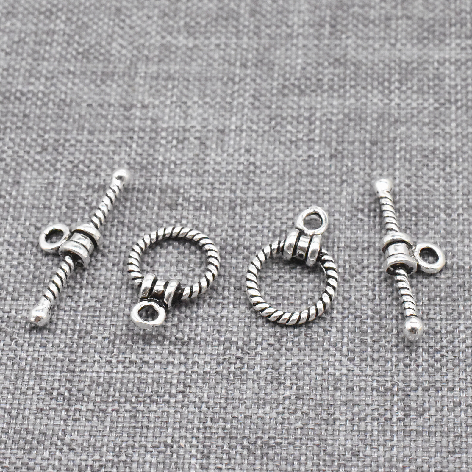5 Sets of 925 Sterling Silver Coiled Toggle Clasps for Necklace Bracelet