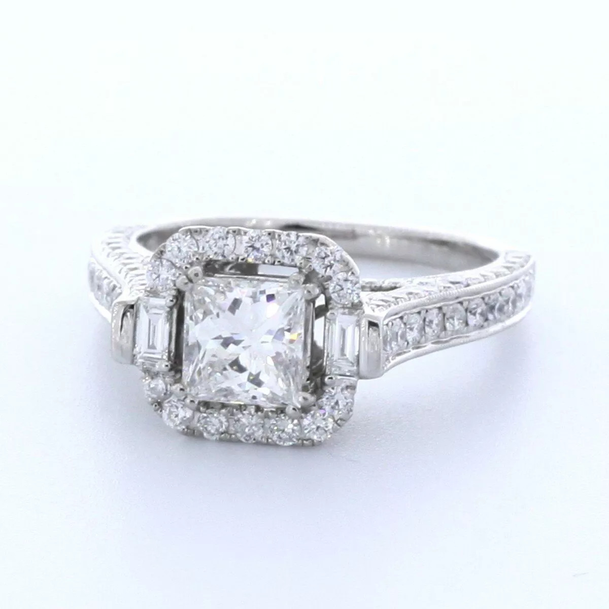 Engagement Ring 18K Gold Under Halo Princess 2.37 Carat Lab-Grown Diamond G VS1