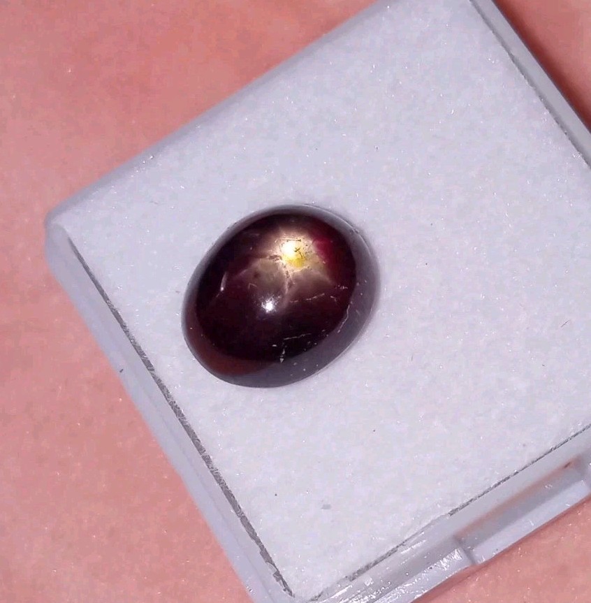 6.71ct Golden Purple & Red 6 RAY STAR RUBY Diffused OVAL Cabachocon 10.5x9x6.5mm
