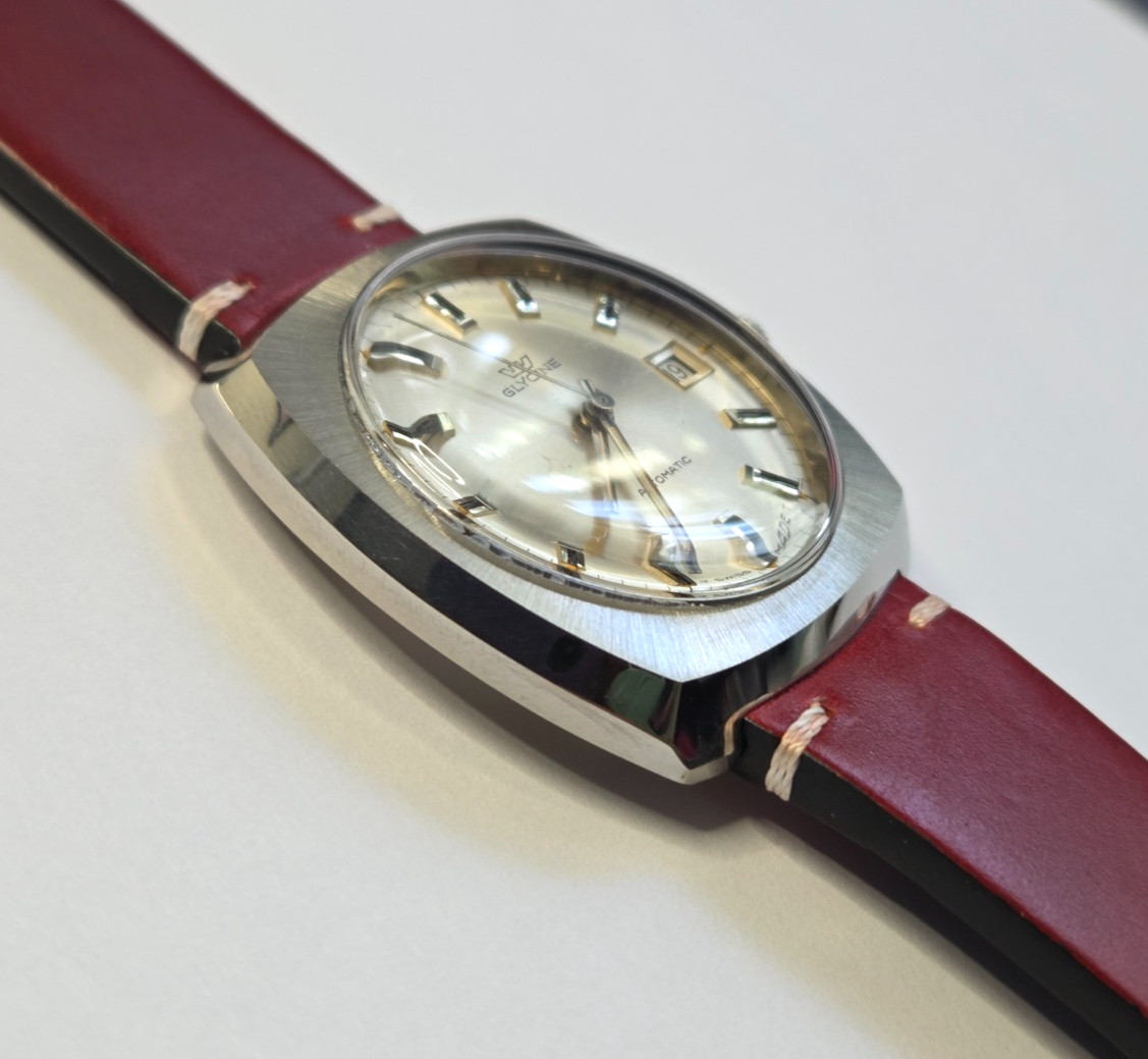 Glycine Automatic Date Watch Vintage Mens Beige Dial Perfect NOS 313/231 GOOD