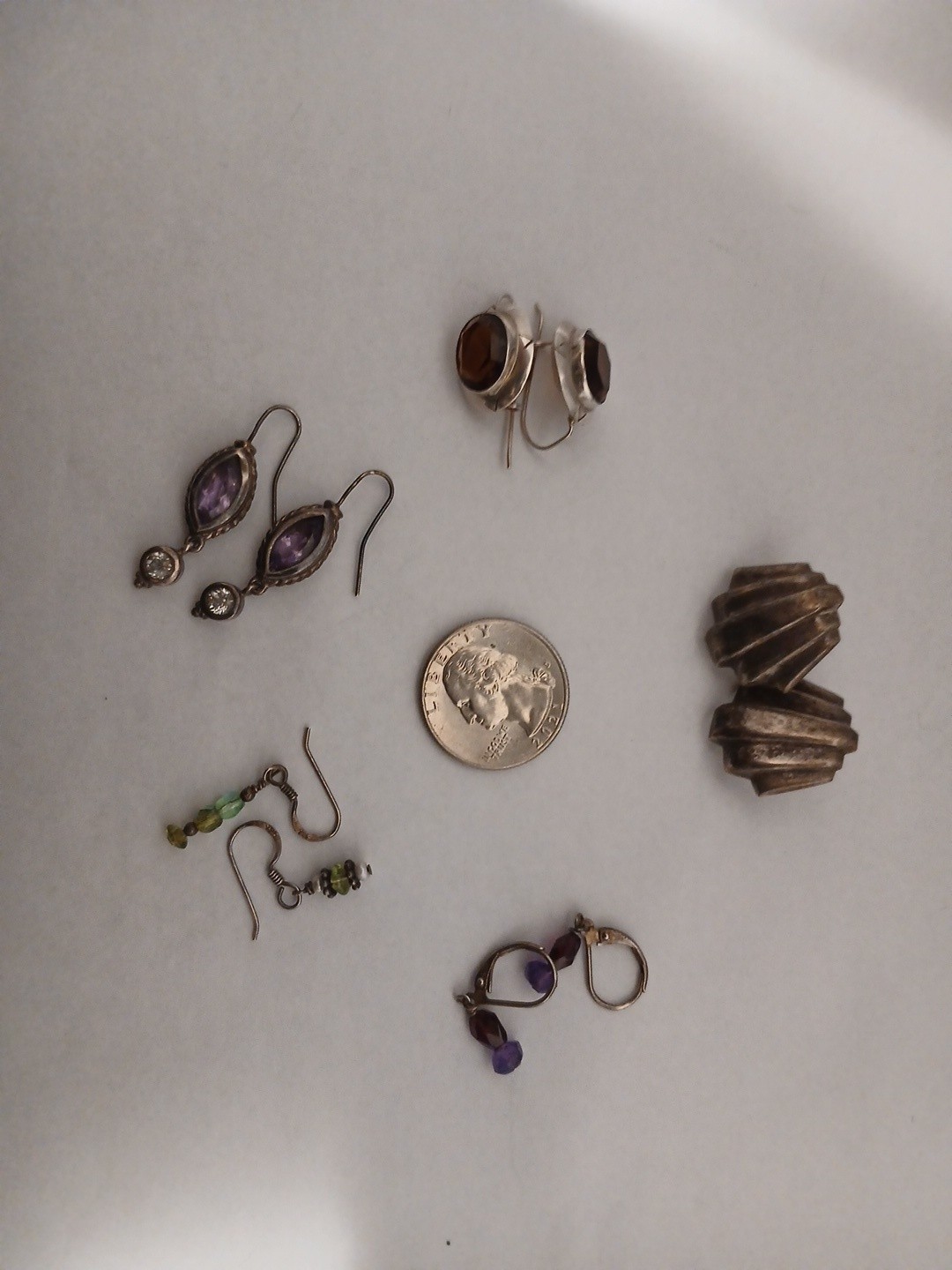 Vintage Shell Stone Sterling Silver Stud Earring Southwestern Lot Of 5 Pairs