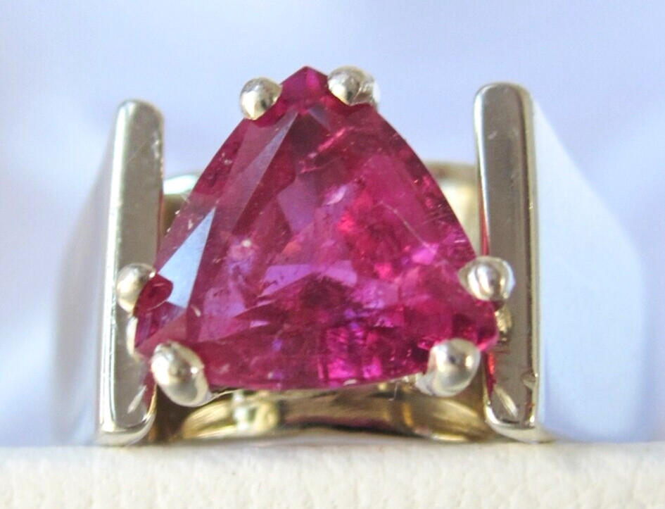 Natural 2.29 Ct Pink Tourmaline, 14 Kt White Gold Cathedral Mounting, Wt. 9.7 gm