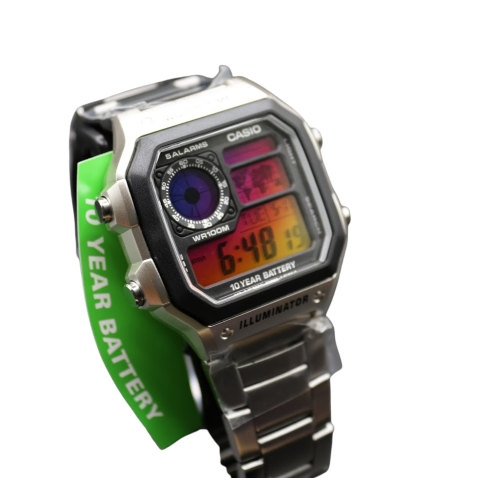 CASIO AE-1200WHD Royale World Time Watch Mod Vice City Sunset Gradient Display