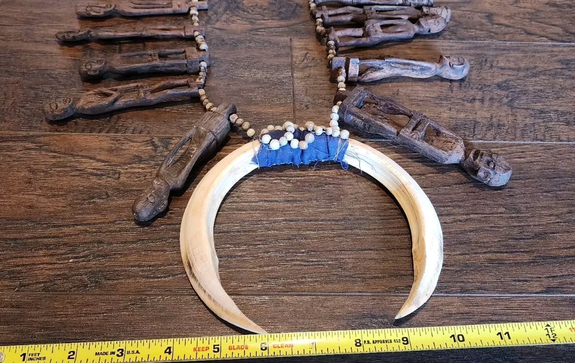 Antique Dayak Beaded necklace Headhunter tribal shaman relic #2
