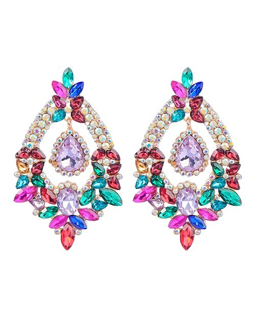 Multi Color Chandelier Earrings Rhinestones Stud Pageant Prom Wedding Bridal New