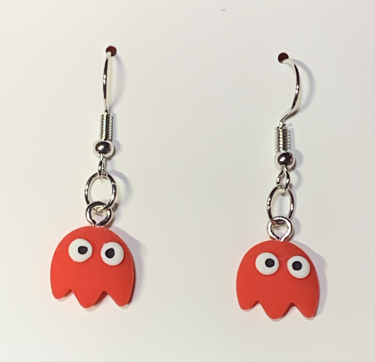 Silver Ghost From Pac-Man Drop Dangle Earrings!!