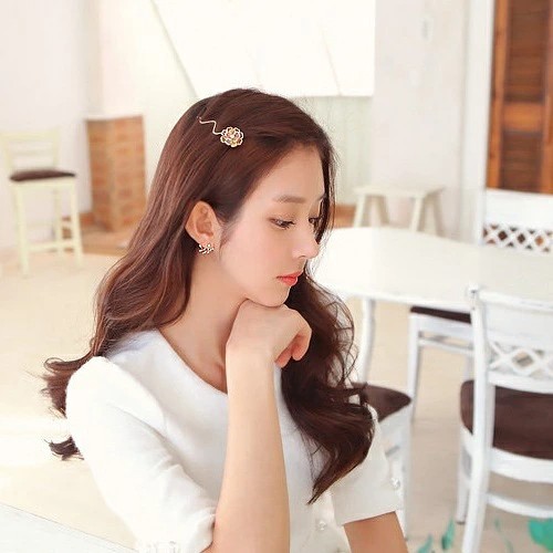 Korean Elegant Rose Gold Plated Contemporary Jacket Front Back Stud Leaf Earring