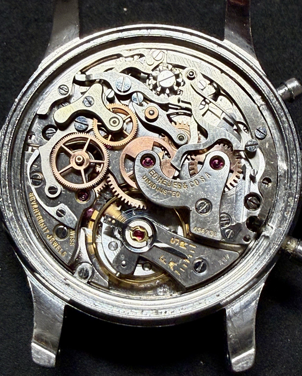 RARE Vintage Heuer Abercrombie & Fitch Chronograph Watch Valjoux Triple Register