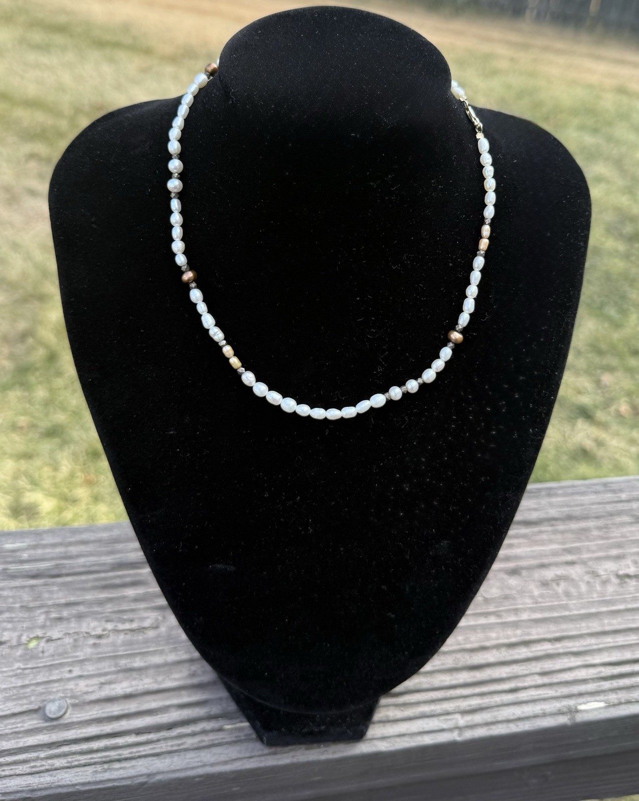 Genuine Freshwater Pearl Necklace 16.5″ 14kt Yellow Gold Clasp Stamped 585