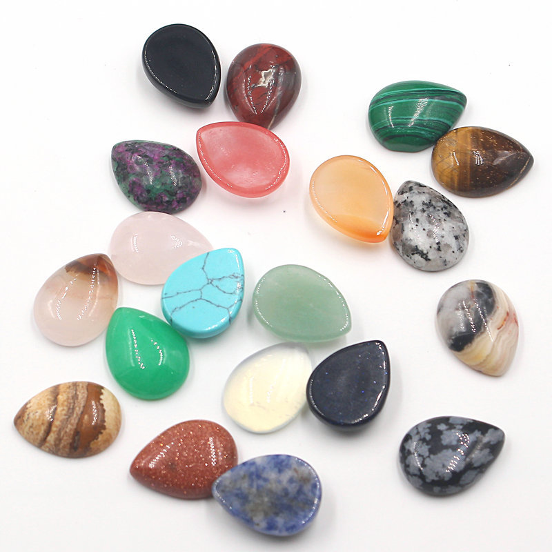 30pcs/lot Assorted Natural stone teardrop CABOCHON Stone Beads No Holes 15x20mm