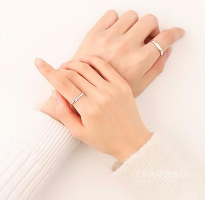 Silver French je t’aime I Love You Adjustable Pair Couple Love Heart Ring R05