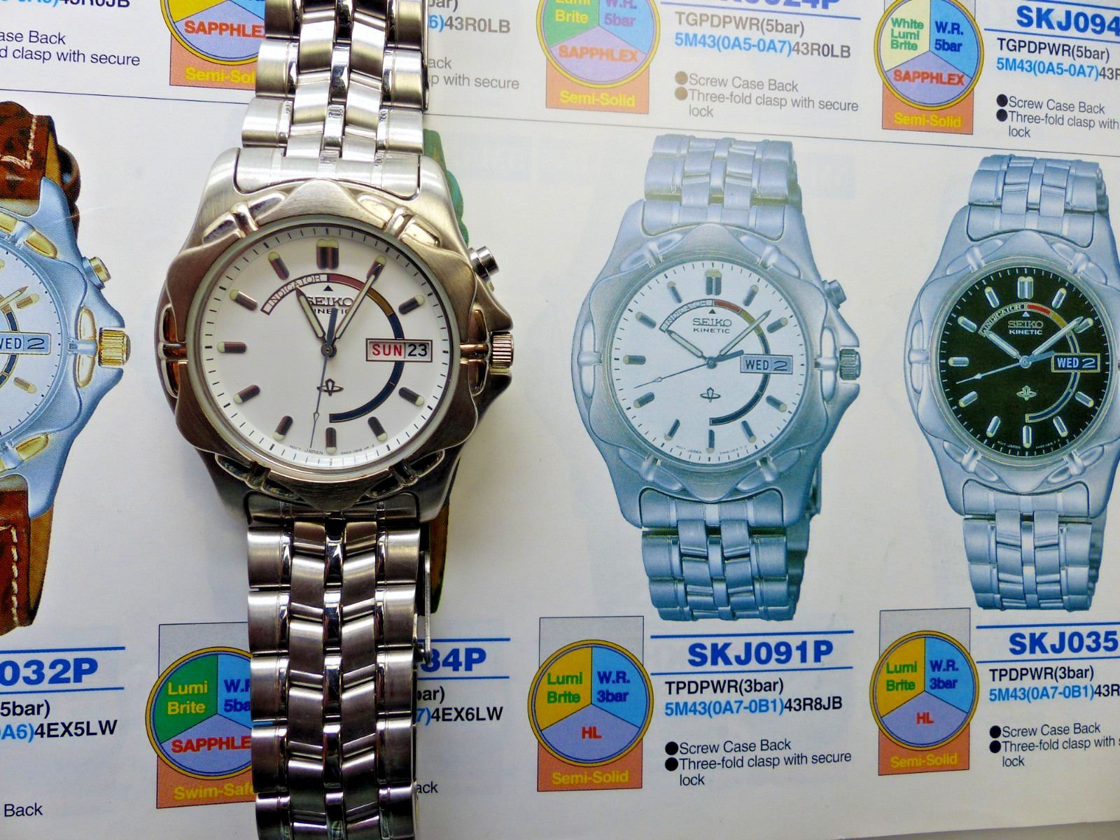SEIKO Kinetic SKJ088P Watch NOS New Capacitor 5M43-0B90 Vintage SKJ Series