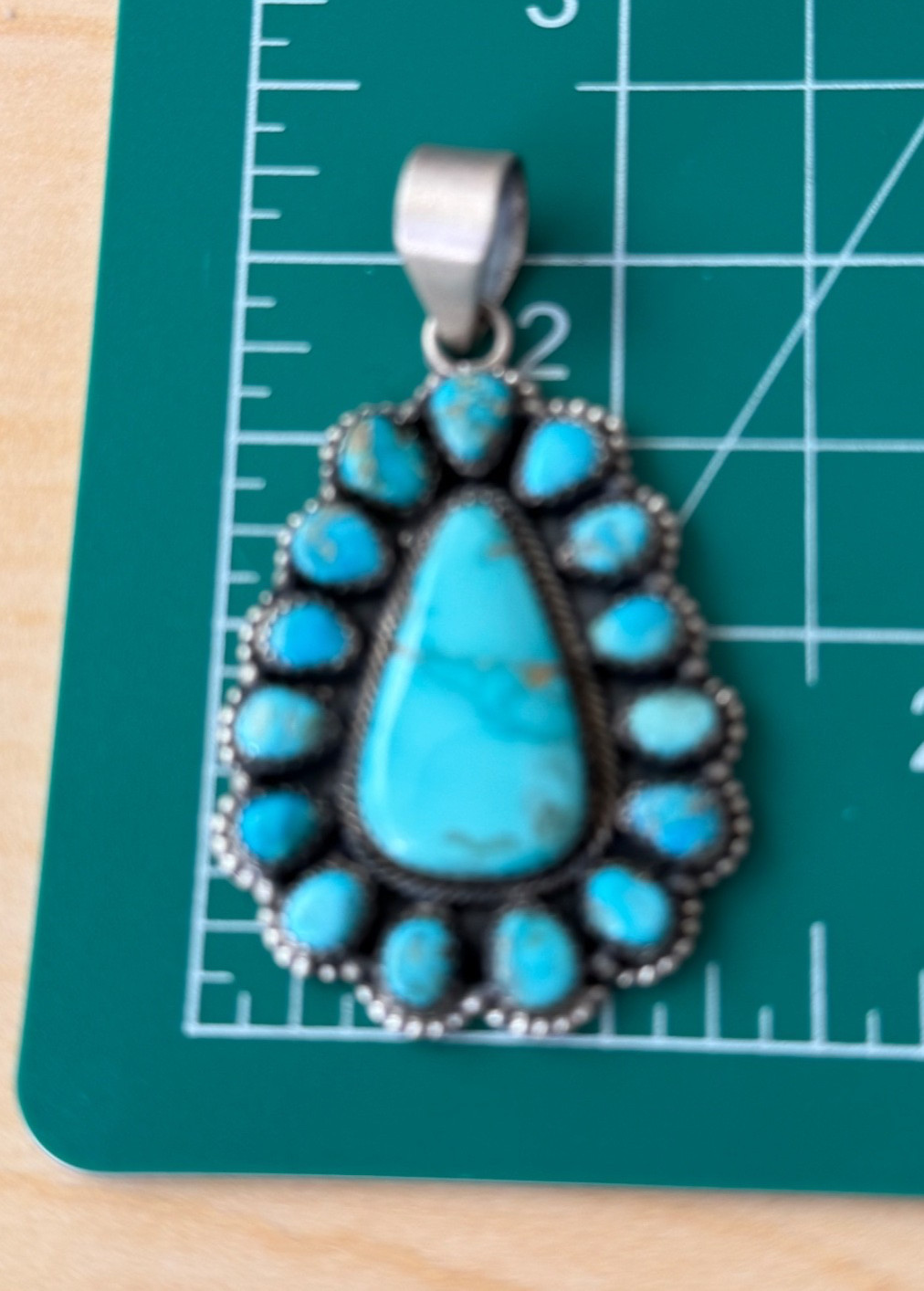Sierra Bella Turquoise Statement Cluster Pendant Sterling Silver 2”+