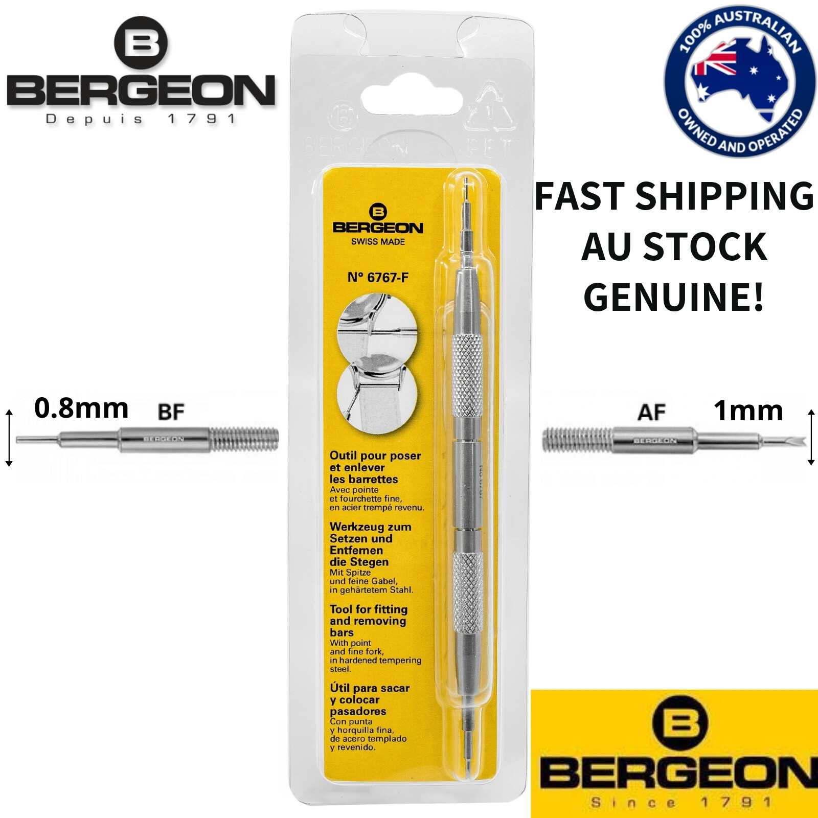 Bergeon 6767-F Swiss Spring Bar Tool and Watch Band AUSTRALIAN STOCK & GENUINE!