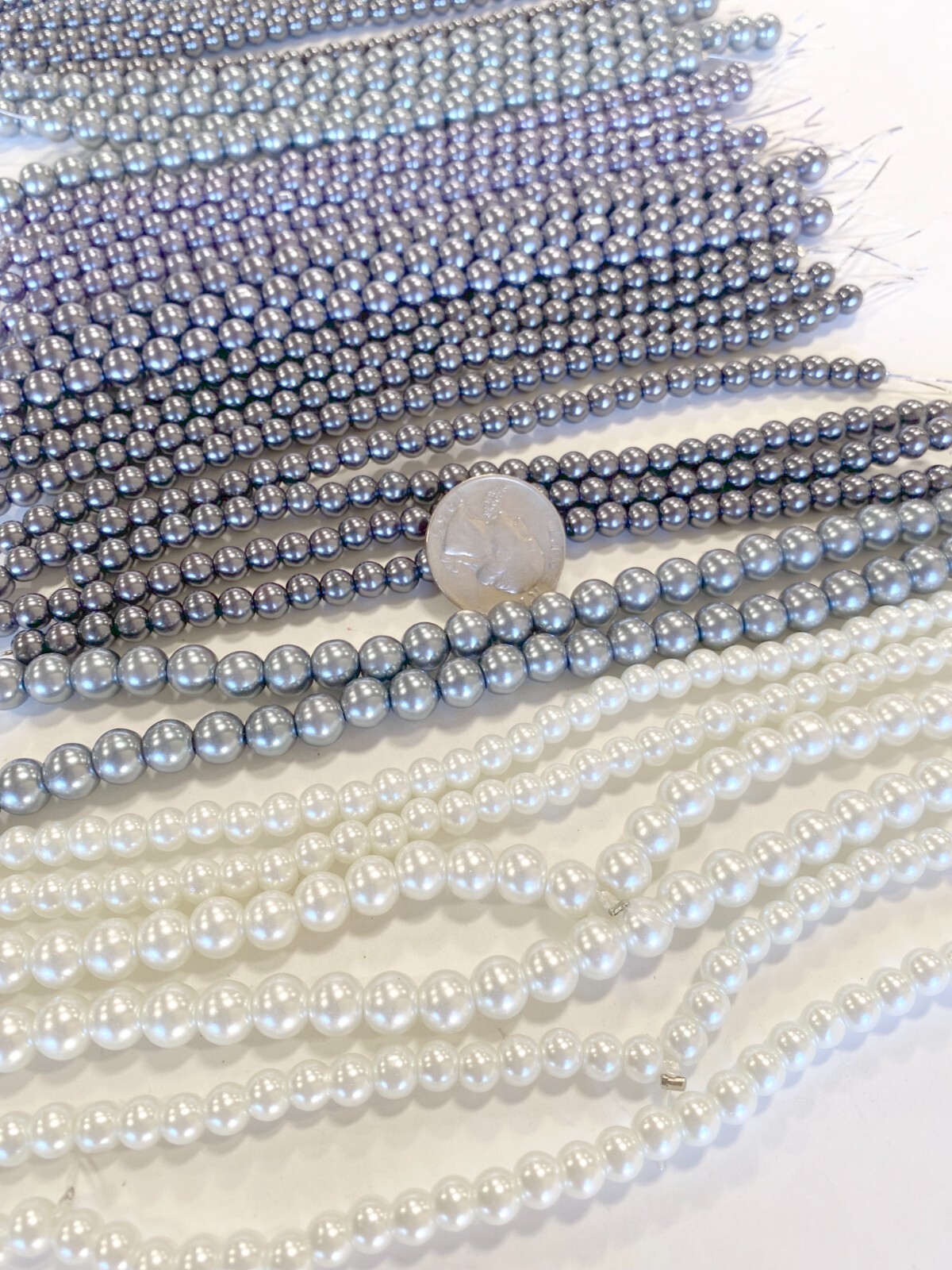 Bulk Glass Beads for Jewelry Making GRAY SILVER WHITE MIX Round Pearl 1 lb