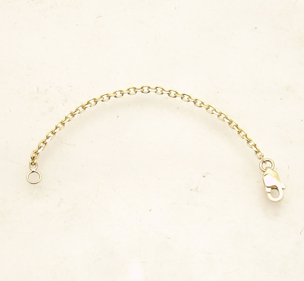 1.9mm Solid Cable Chain Bracelet Necklace Extender Clasp Real 14K Yellow Gold