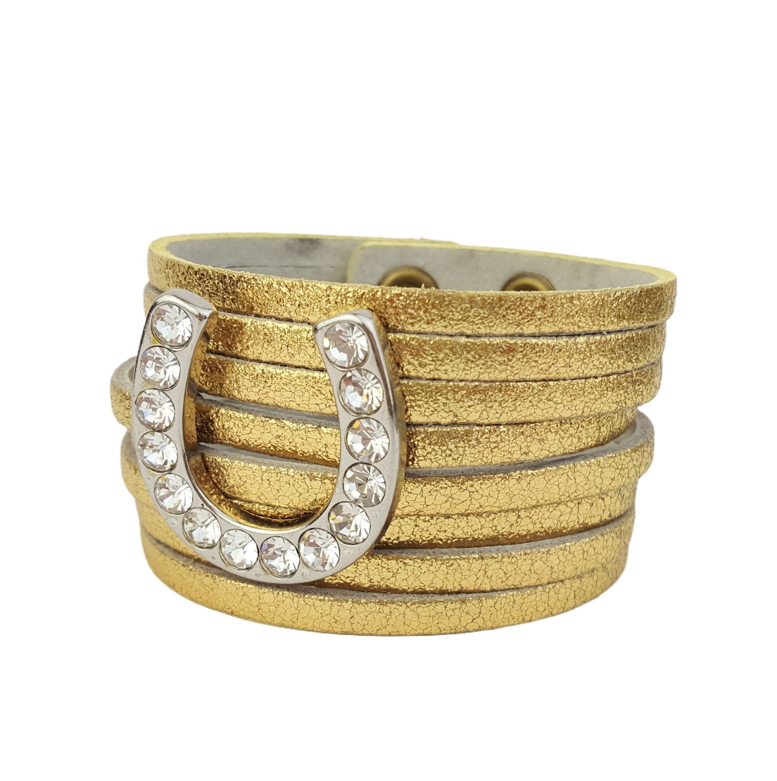 Genuine Leather Cuff w. Crystal Horseshoe Concho
