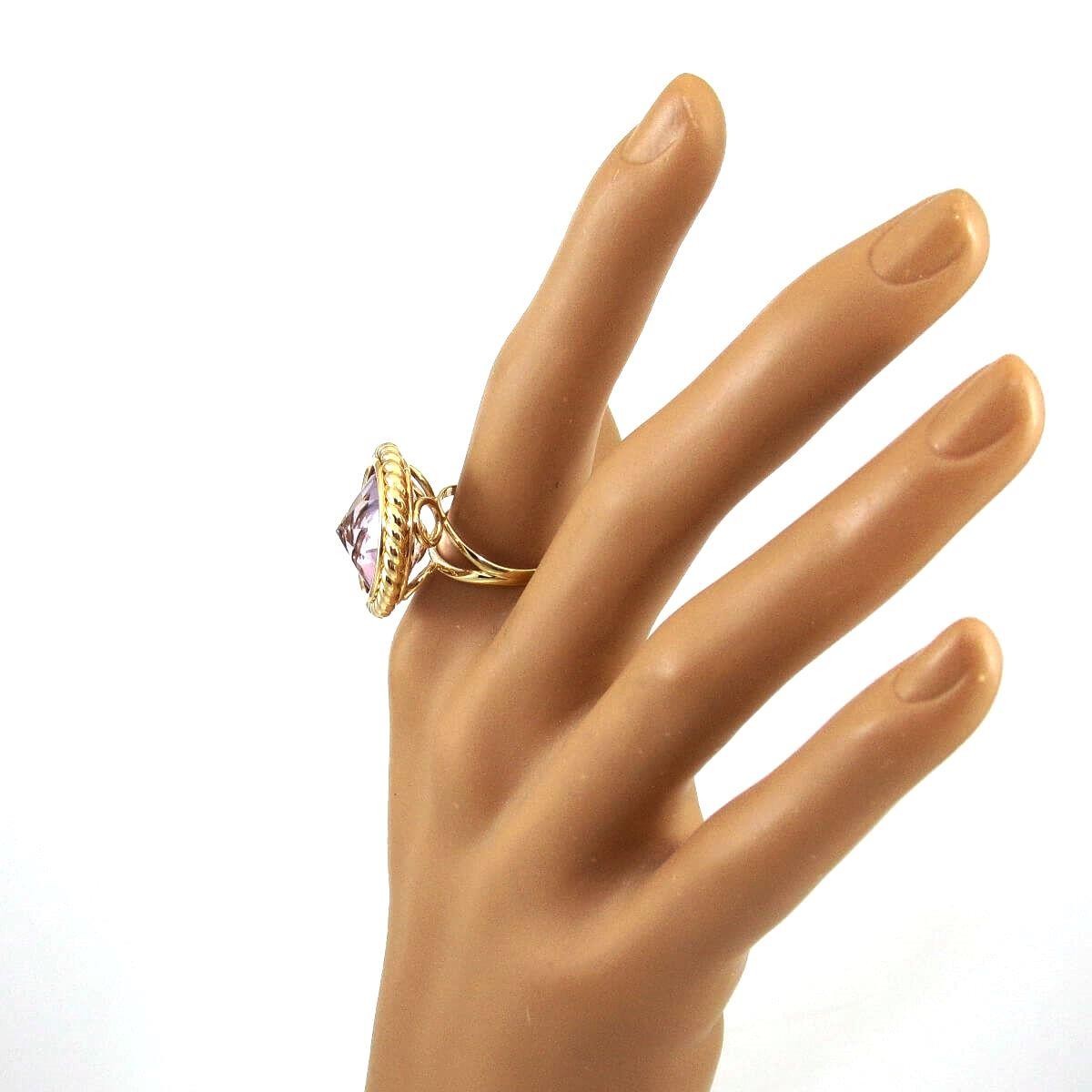 Milor Italy 14K Yellow Gold Purple Amethyst Dome Cocktail Ring Size 7.5