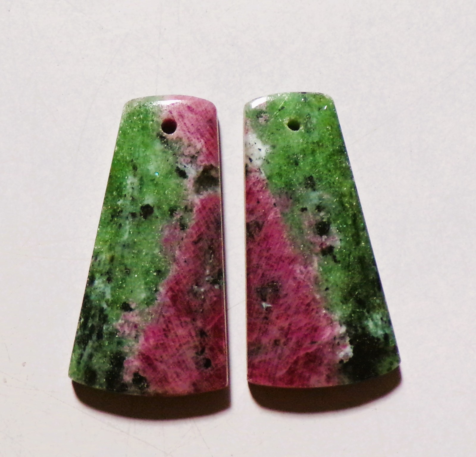 40.55 Cts Natural Ruby Zoisite Drilled Cabochon Match Pair Gemstone 31X16MM 43