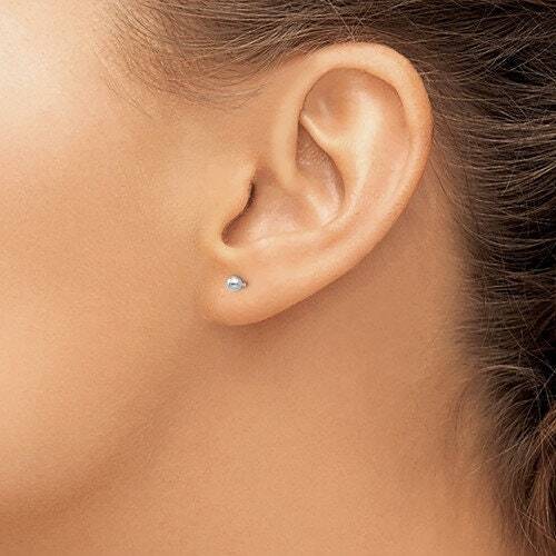 Solid 14k White gold 3mm 4mm 5mm 6mm 7mm 8mm Polished Ball Screw Back Earrings